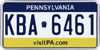 PA license plate KBA6461