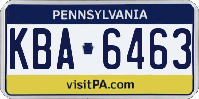 PA license plate KBA6463