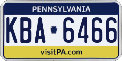 PA license plate KBA6466