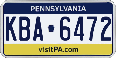 PA license plate KBA6472