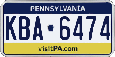 PA license plate KBA6474