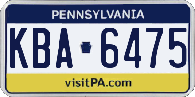 PA license plate KBA6475