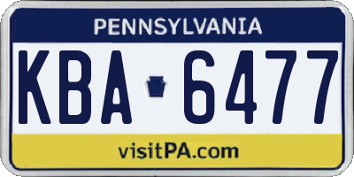 PA license plate KBA6477