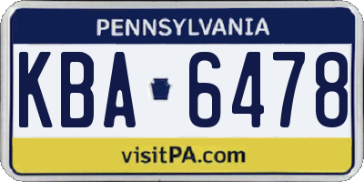 PA license plate KBA6478