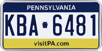 PA license plate KBA6481