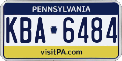 PA license plate KBA6484