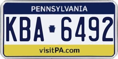 PA license plate KBA6492