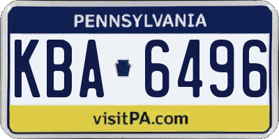 PA license plate KBA6496