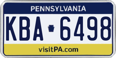 PA license plate KBA6498