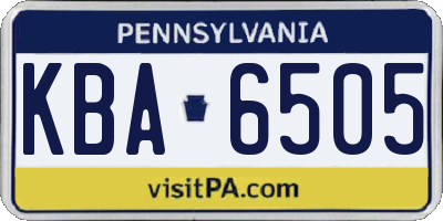 PA license plate KBA6505