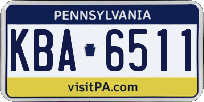 PA license plate KBA6511