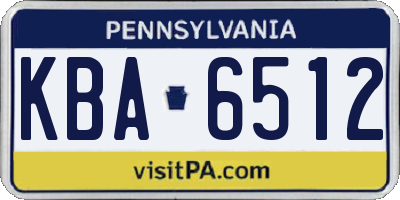 PA license plate KBA6512