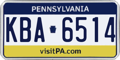 PA license plate KBA6514
