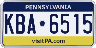 PA license plate KBA6515