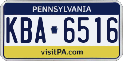 PA license plate KBA6516