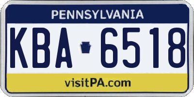 PA license plate KBA6518