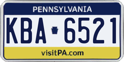 PA license plate KBA6521
