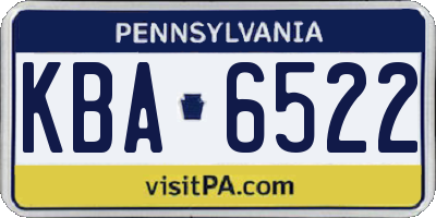 PA license plate KBA6522