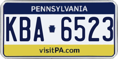 PA license plate KBA6523