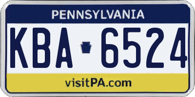 PA license plate KBA6524