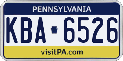PA license plate KBA6526
