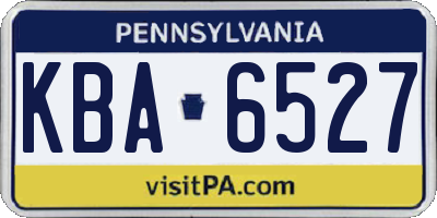 PA license plate KBA6527
