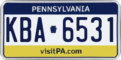 PA license plate KBA6531