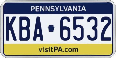 PA license plate KBA6532