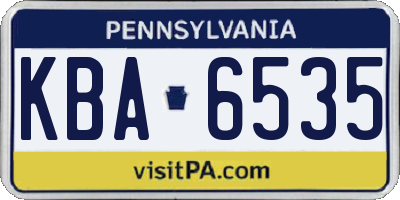 PA license plate KBA6535