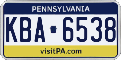 PA license plate KBA6538