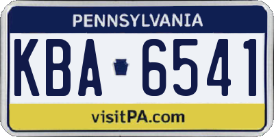 PA license plate KBA6541