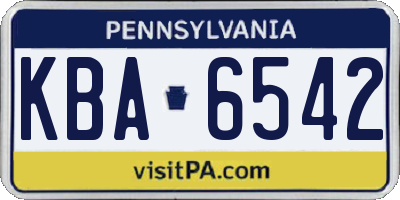 PA license plate KBA6542