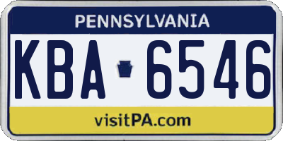 PA license plate KBA6546