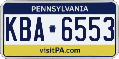 PA license plate KBA6553