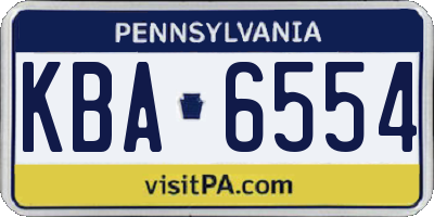 PA license plate KBA6554