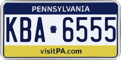 PA license plate KBA6555