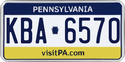 PA license plate KBA6570