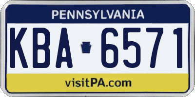 PA license plate KBA6571