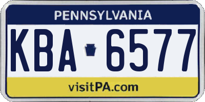 PA license plate KBA6577