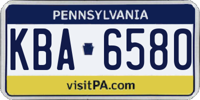 PA license plate KBA6580
