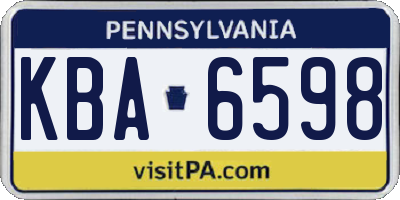 PA license plate KBA6598