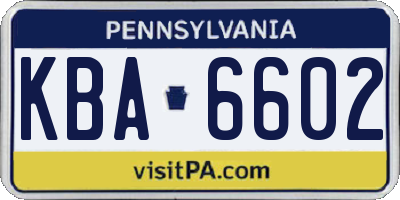 PA license plate KBA6602