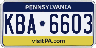 PA license plate KBA6603