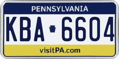 PA license plate KBA6604