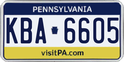 PA license plate KBA6605