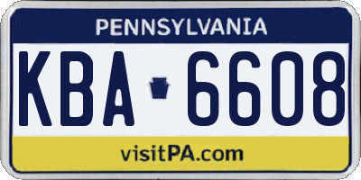 PA license plate KBA6608