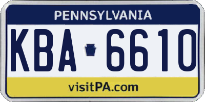 PA license plate KBA6610