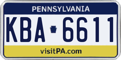 PA license plate KBA6611