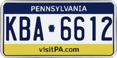 PA license plate KBA6612