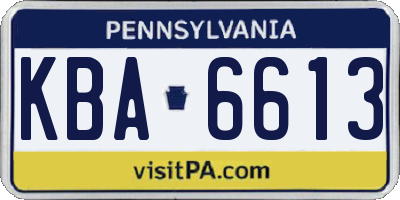 PA license plate KBA6613